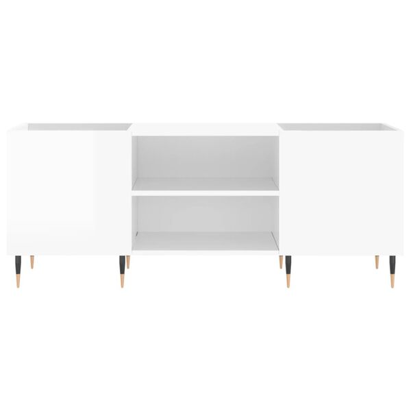 vidaXL Δισκοθήκη Γυαλιστερή Λευκή 121x38x48 εκ. από Επεξεργασμένο Ξύλο