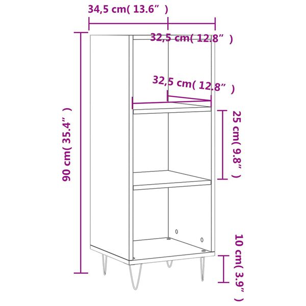 vidaXL Ντουλάπι Μαύρο 34,5x32,5x90 εκ. Επεξεργασμένο Ξύλο