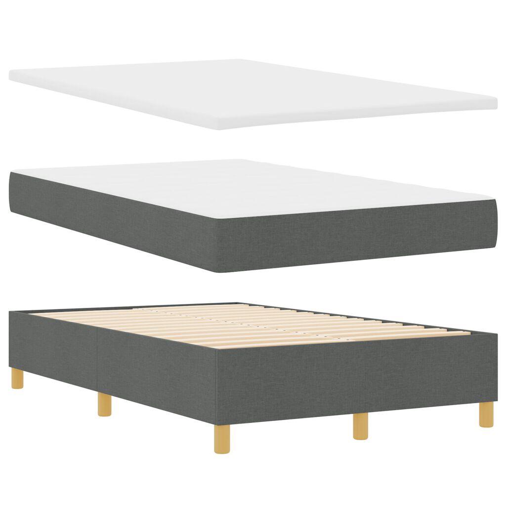 vidaXL Κρεβάτι με Στρώμα & Πάγκο Σκούρο Γκρι 120x200 εκ. Ύφασμα