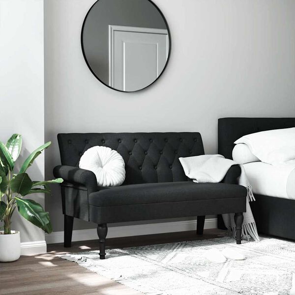 vidaXL Πάγκος με Πλάτη Μαύρο 120x62x75,5 εκ. Ύφασμα