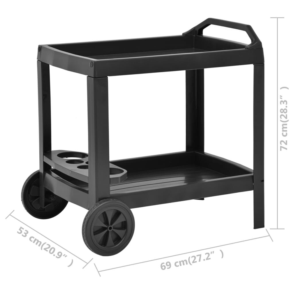 vidaXL Τρόλεϊ Μπαρ Ανθρακί 69 x 53 x 72 εκ. Πλαστικό