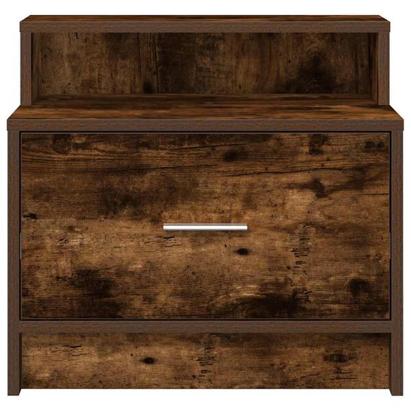 vidaXL Κομοδίνο με συρτάρι Καπνιστή Δρυς 51x31x47 εκ.