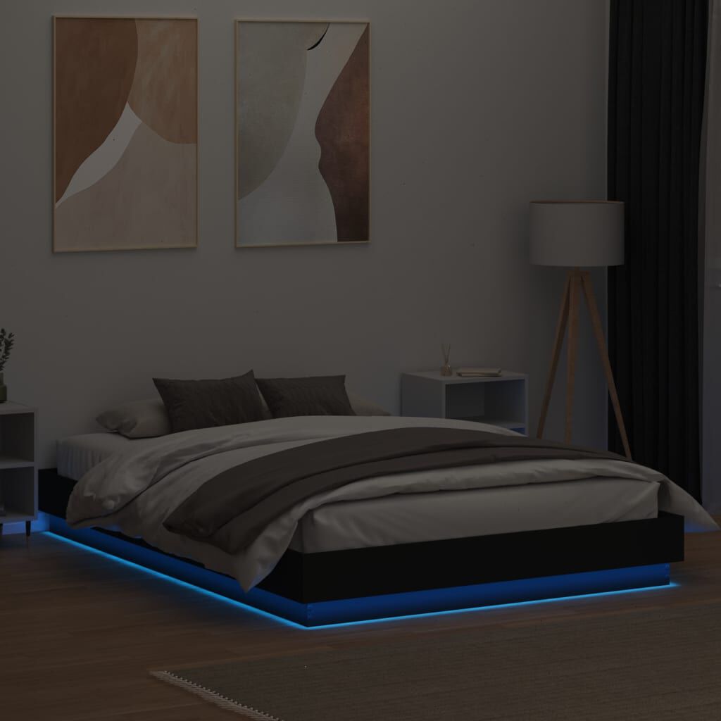 vidaXL Πλαίσιο Κρεβατιού με LED Μαύρο 120 x 200 εκ.