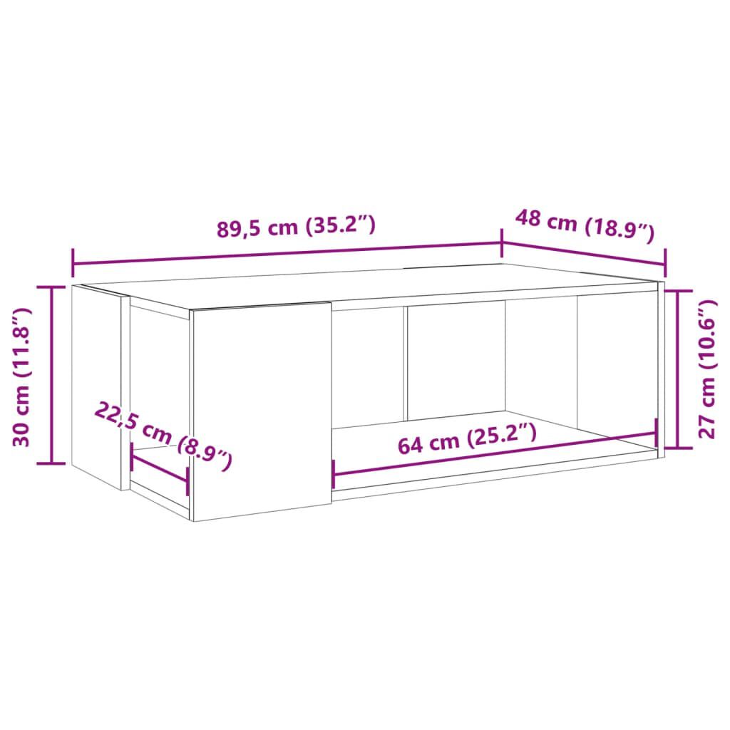 vidaXL Τραπεζάκι Σαλονιού Μαύρο 89,5x48x30 εκ. Επεξεργασμένο Ξύλο