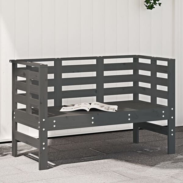 vidaXL Παγκάκι Κήπου Γκρι 111,5 x 53 x 71 εκ. από Μασίφ Ξύλο Πεύκου