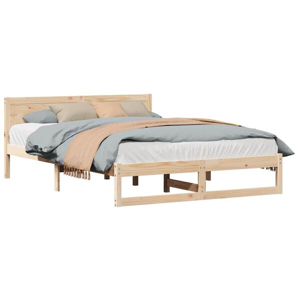 vidaXL Κρεβάτι Φυσικό Ξύλο Πεύκου 150 x 200 εκ. Απλό Κρεβάτι