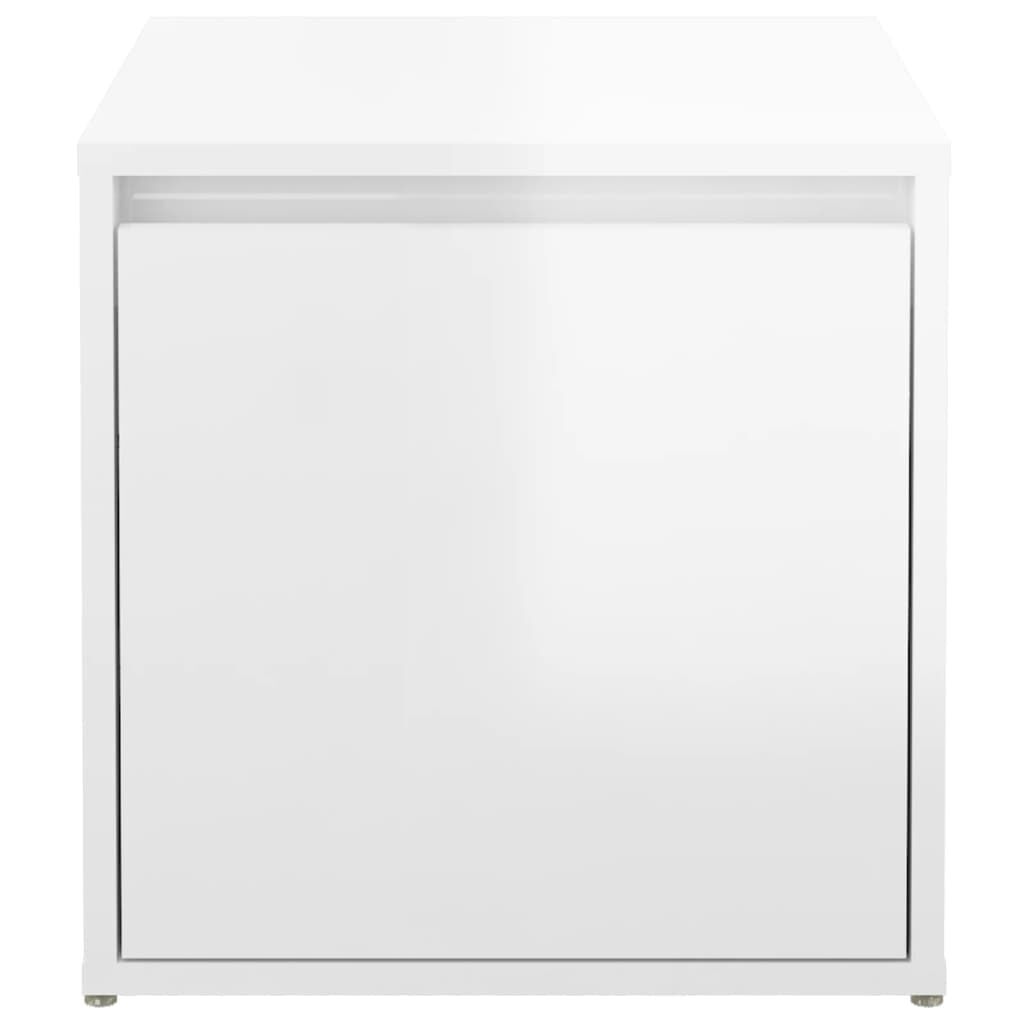 vidaXL Κουτί με Συρτάρι Γυαλ. Λευκό 40,5x40x40εκ. Επεξεργασμένο Ξύλο