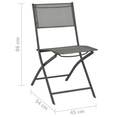 vidaXL Καρέκλες Εξωτερικού Χώρου Πτυσσόμ. 4 τεμ. Γκρι Ατσάλι/Textilene