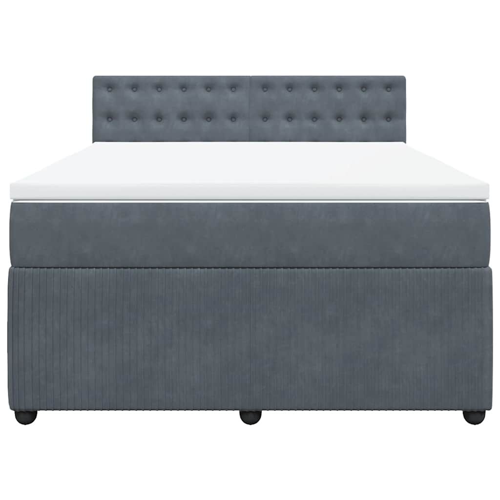 vidaXL Κρεβάτι Boxspring με Στρώμα Σκούρο Γκρι 140x190 εκ. Βελούδινο