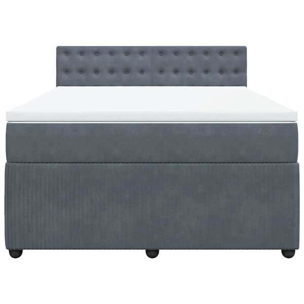 vidaXL Κρεβάτι Boxspring με Στρώμα Σκούρο Γκρι 140x190 εκ. Βελούδινο