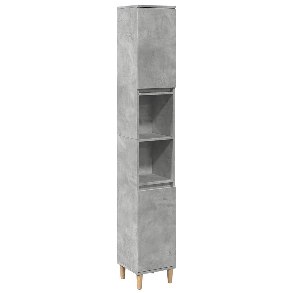 vidaXL Ντουλάπι Μπάνιου Γκρι Σκυροδέματος 30x30x190 εκ. Επεξ. Ξύλο