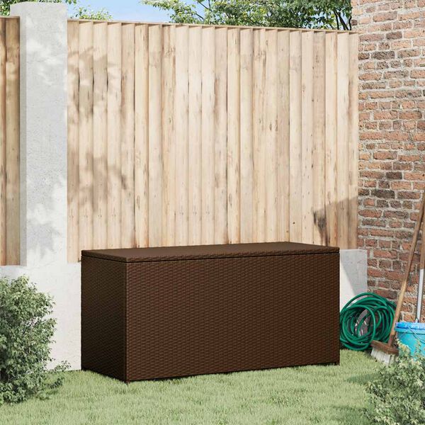 vidaXL Κουτί Αποθήκευσης Κήπου Καφέ 120x50x60 εκ. από Συνθετικό Ρατάν