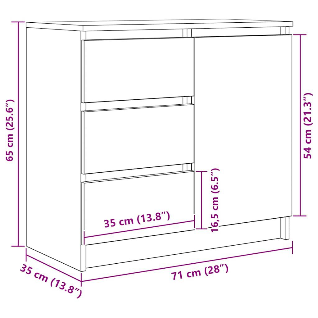 vidaXL Συρταριέρα με Συρτάρια Λευκή 71x35x65 εκ. από Επεξ. Ξύλο