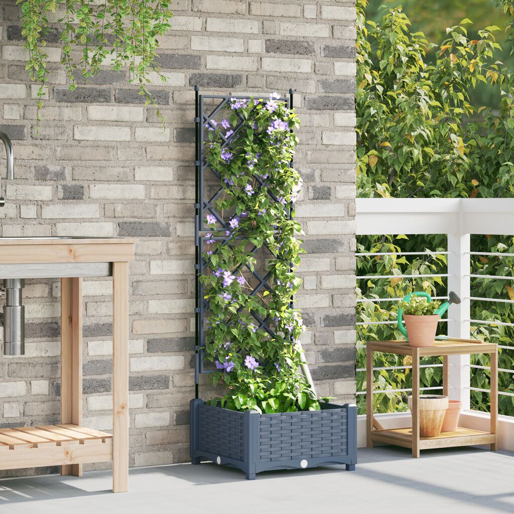 vidaXL Γλάστρα Κήπου με Στήλη Ανοιχτό Γκρι 40x40x125.5 εκ