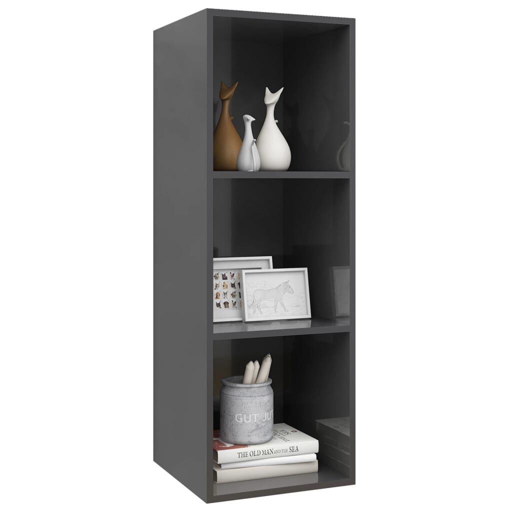 vidaXL Έπιπλο Τηλεόρασης Κρεμαστό Γυαλ. Γκρι 37x37x107 εκ. Επεξ. Ξύλο