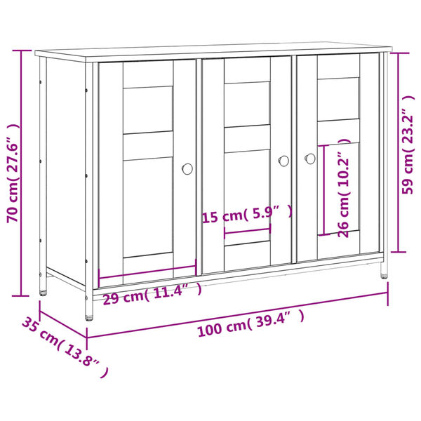 vidaXL Ντουλάπι Καπνιστή Δρυς 100x35x70 εκ. από Επεξεργασμένο Ξύλο