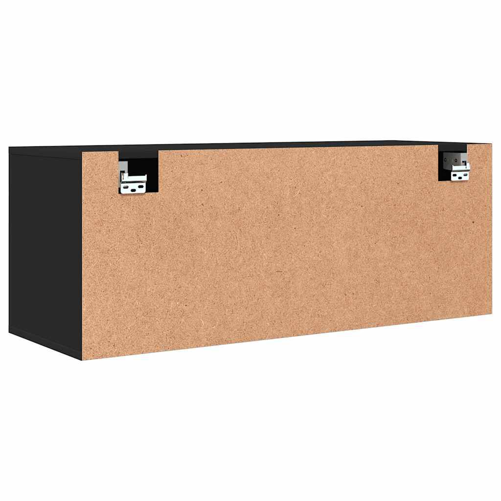 vidaXL Παπουτσοθήκη Επιτοίχια Μαύρη 100x35x38εκ από Επεξεργασμένο Ξύλο