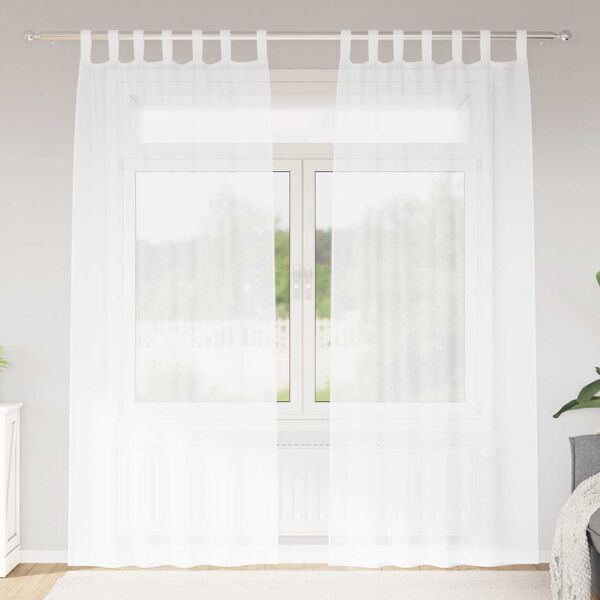 vidaXL Κουρτίνες με κουρτίνες 2 pcs Λευκό 140 x 260 εκ. Πολυεστέρας