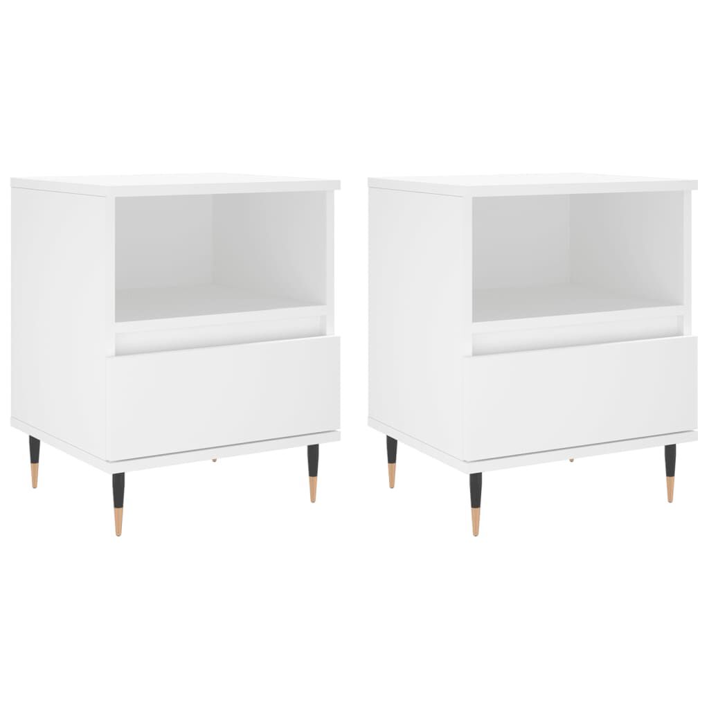 vidaXL Κομοδίνα Λευκά 2 τεμ. 40 x 35 x 50 εκ. από Επεξεργασμένο Ξύλο
