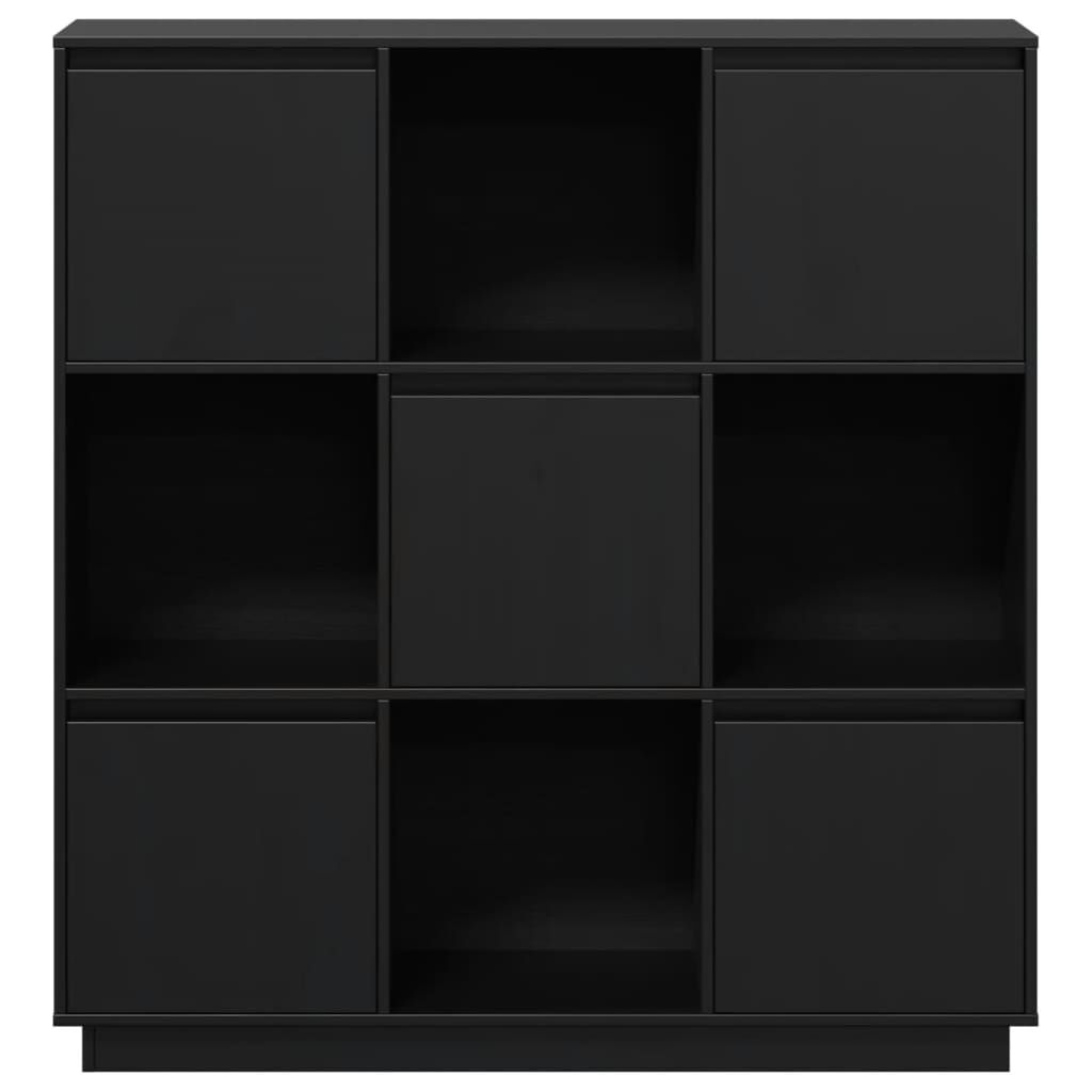 vidaXL Ντουλάπι Ψηλό Μαύρο 110,5x35x117 εκ. από Μασίφ Ξύλο Πεύκου