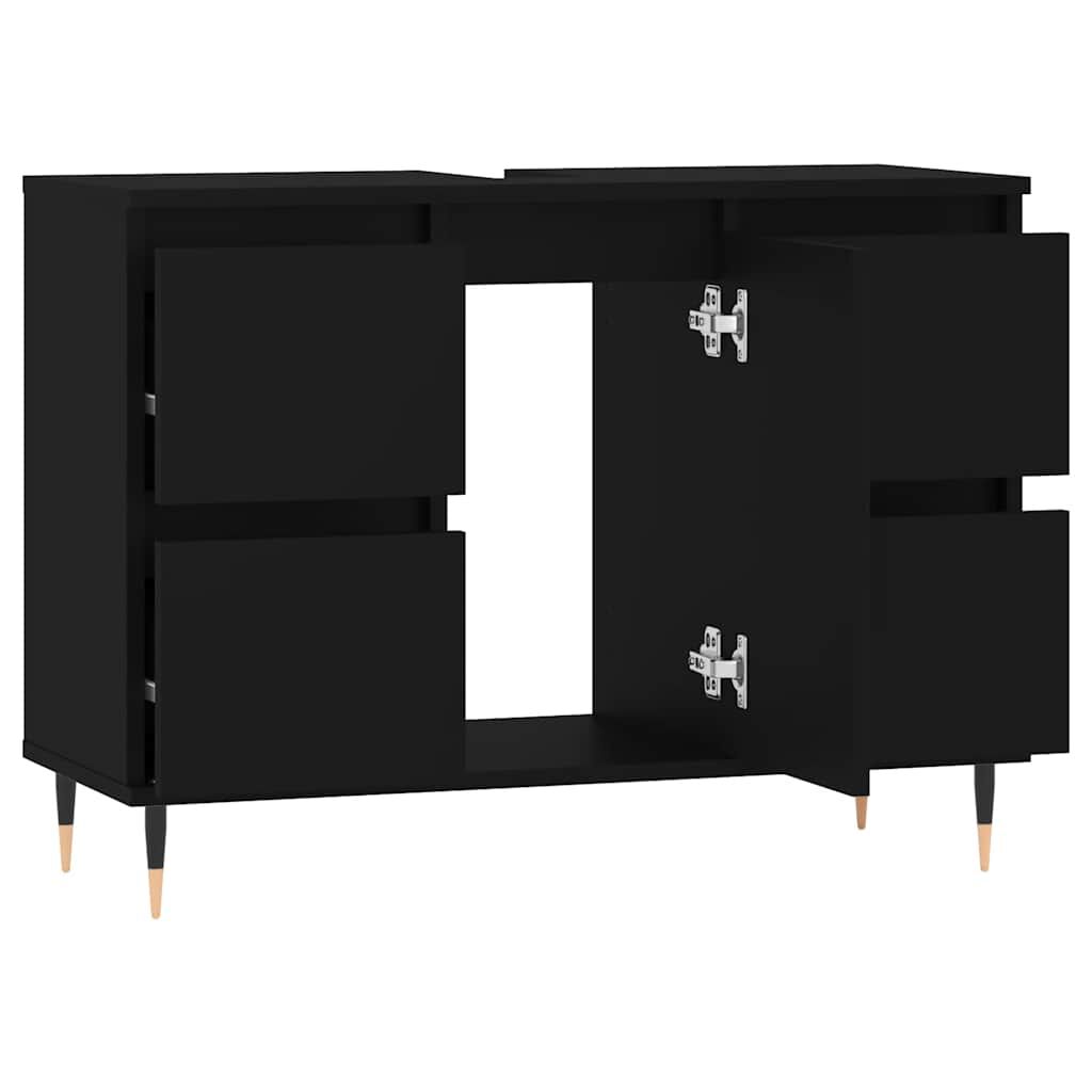 vidaXL Ντουλάπι Μπάνιου Μαύρο 80 x 33 x 60 εκ. από Επεξεργασμένο Ξύλο