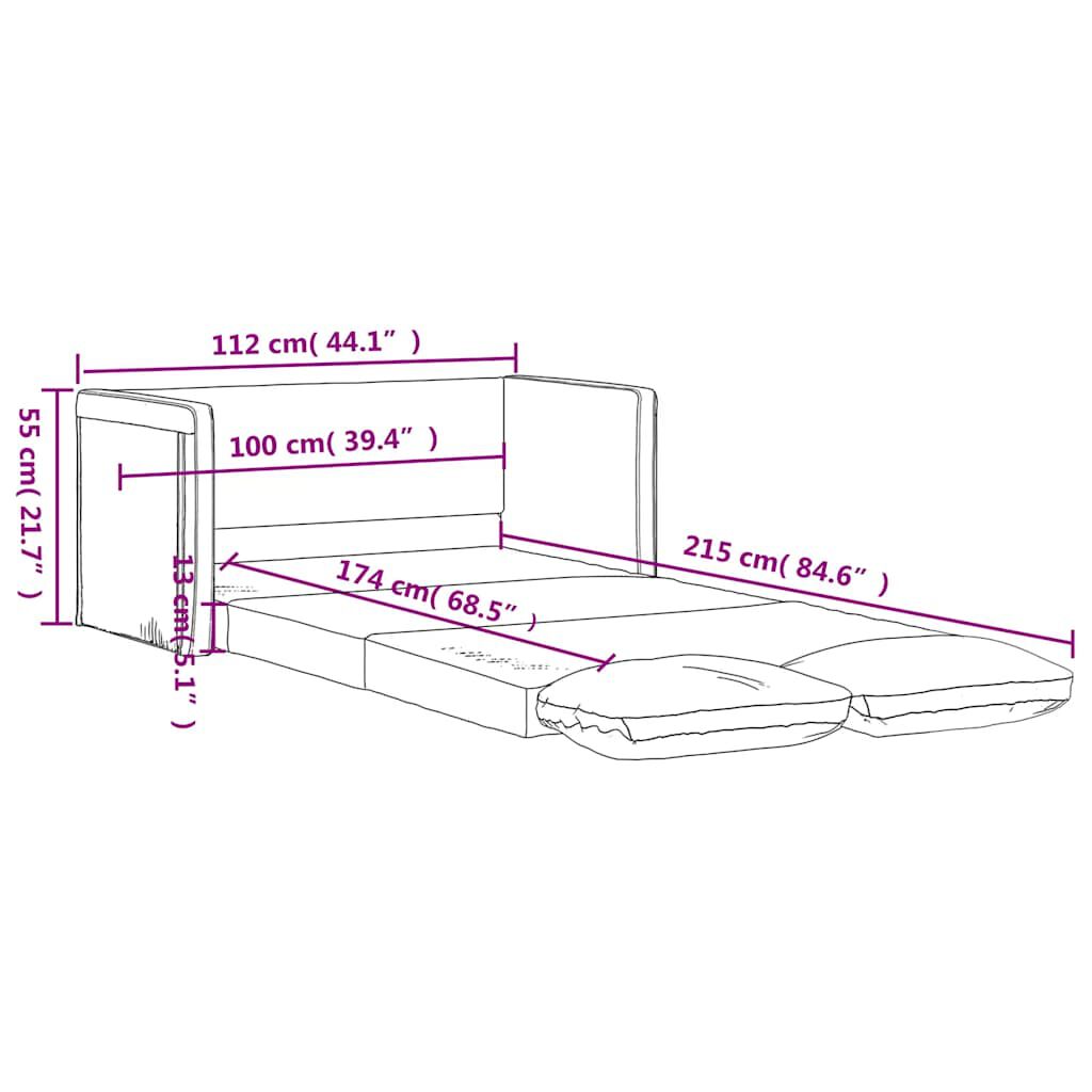 vidaXL Καναπές-Κρεβάτι Δαπέδου 2 σε 1 Κρεμ 112x174x55 εκ. Ύφασμα