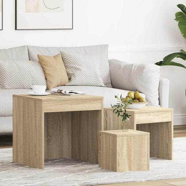 vidaXL Τραπεζάκια Ζιγκόν 3 τεμ. Sonoma Δρυς από Επεξεργασμένο Ξύλο