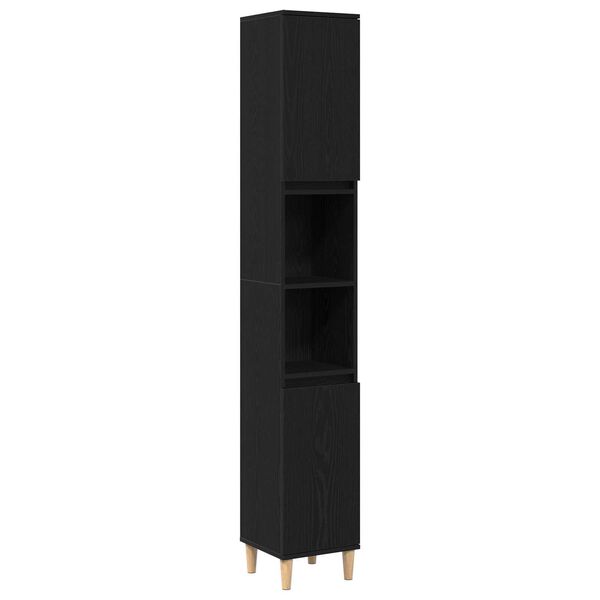 vidaXL Ντουλάπι Μπάνιου Μαύρη δρυς 30 x 30 x 190 εκ Επεξεργασμένο ξύλο