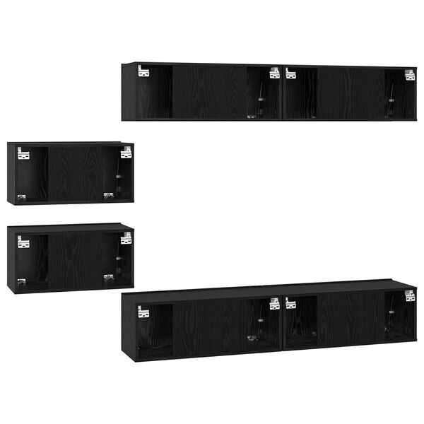 vidaXL Σετ επίπλου τηλεόρασης 6 pcs Μαύρη Οξυά 80 x 30 x 30.5 εκ Small