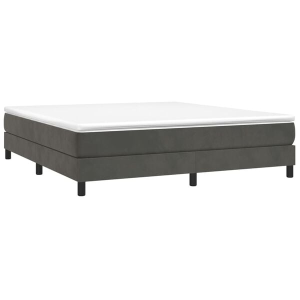 vidaXL Κρεβάτι Boxspring με Στρώμα Σκούρο Γκρι 160x200 εκ. Βελούδινο