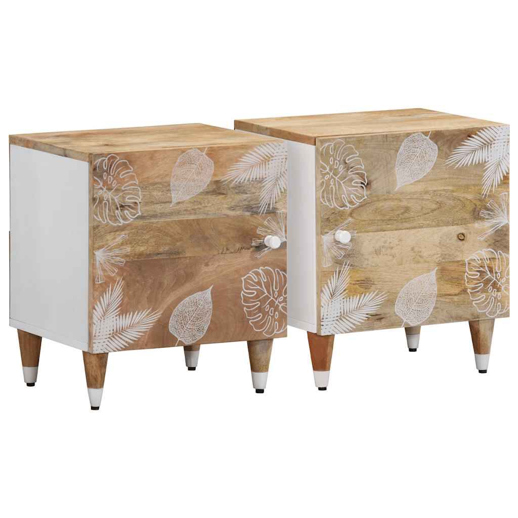 vidaXL Κομοδίνα 2 τεμάχια 40x33,5x46 cm μασίφ ξύλο Mango