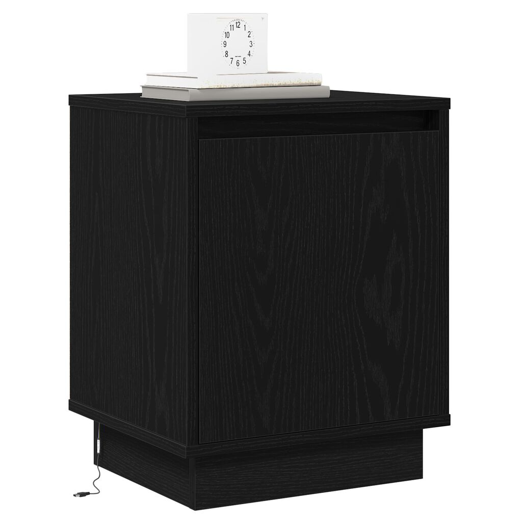 vidaXL Κομοδίνο με LED Φώτα Μαύρο 39x34,5x50 εκ.