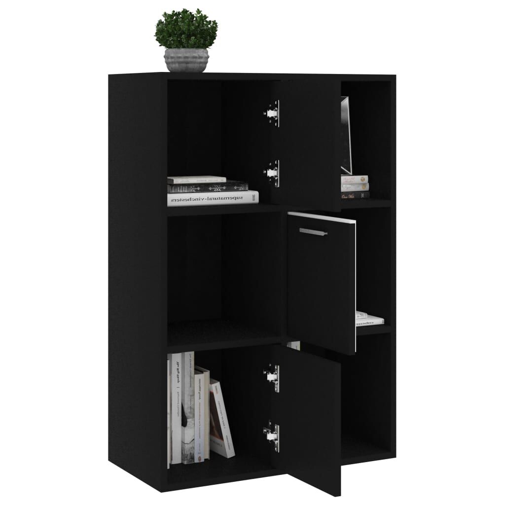 vidaXL Ραφιέρα με Ντουλάπια Μαύρη 60 x 29,5 x 90 εκ. από Επεξ. Ξύλο
