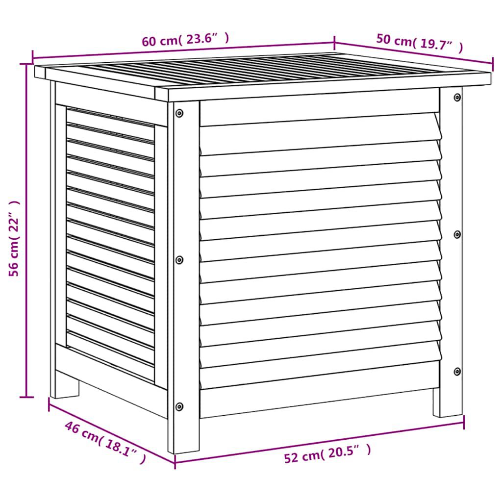 vidaXL Μπαούλο Αποθήκευσης Κήπου 60x50x56 εκ. από Μασίφ Ξύλο Ακακίας