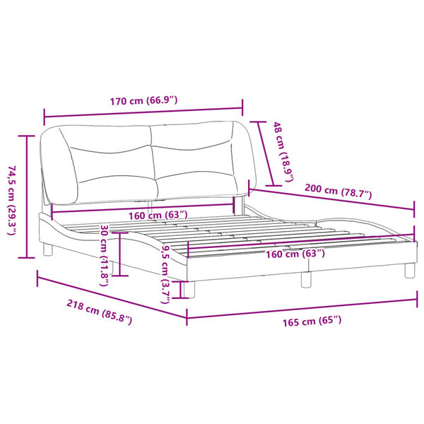 vidaXL Πλαίσιο Κρεβατιού με Κεφαλάρι Μαύρο 160x200 εκ. Συνθετικό Δέρμα