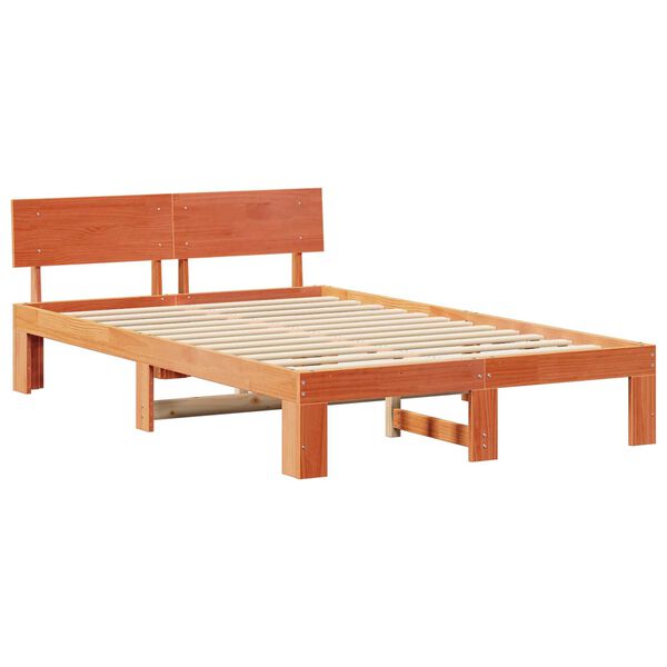vidaXL Σκελετός Κρεβατιού Καφέ 140 x 190 cm Μασίφ ξύλο πεύκου