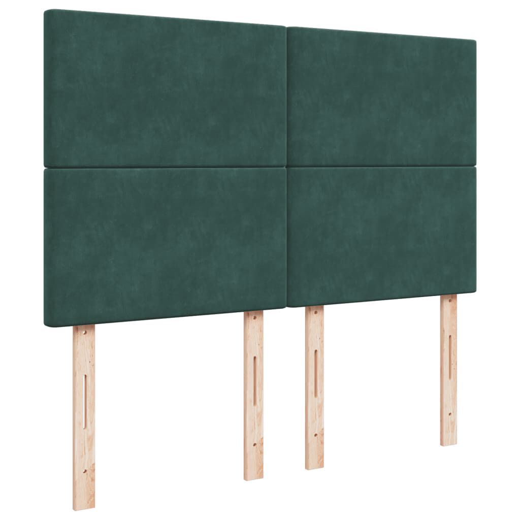 vidaXL Κρεβάτι Boxspring με Στρώμα Σκούρο Πράσινο 140x190εκ. Βελούδινο