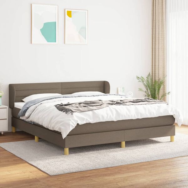 vidaXL &Kappa;&rho;&epsilon;&beta;ά&tau;&iota; Boxspring &mu;&epsilon; &Sigma;&tau;&rho;ώ&mu;&alpha; Taupe 160x200 &epsilon;&kappa;. &Upsilon;&phi;&alpha;&sigma;&mu;ά&tau;&iota;&nu;&omicron;
