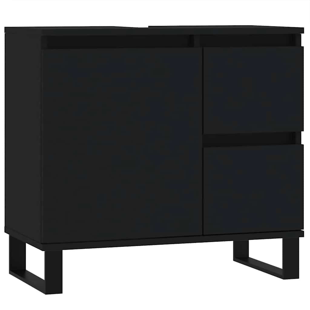 vidaXL Ντουλάπι Μπάνιου Μαύρο 65x33x60 εκ. Επεξεργασμένο Ξύλο