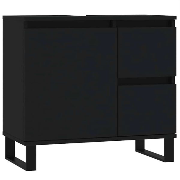 vidaXL Ντουλάπι Μπάνιου Μαύρο 65x33x60 εκ. Επεξεργασμένο Ξύλο