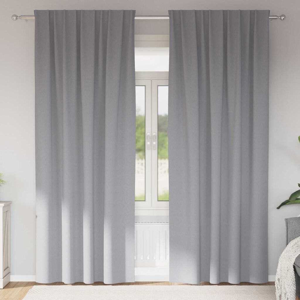 vidaXL Κουρτίνες 2 pcs Ανοιχτό γκρι 245 x 140 εκ. Πολυεστέρας