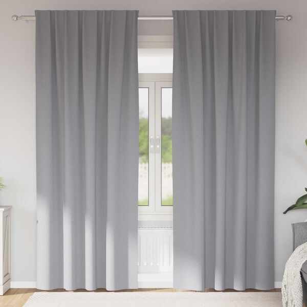vidaXL Κουρτίνες 2 pcs Ανοιχτό γκρι 245 x 140 εκ. Πολυεστέρας