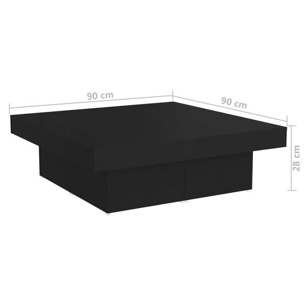 vidaXL Τραπεζάκι Σαλονιού Μαύρο 90 x 90 x 28 εκ. Επεξεργασμένο Ξύλο