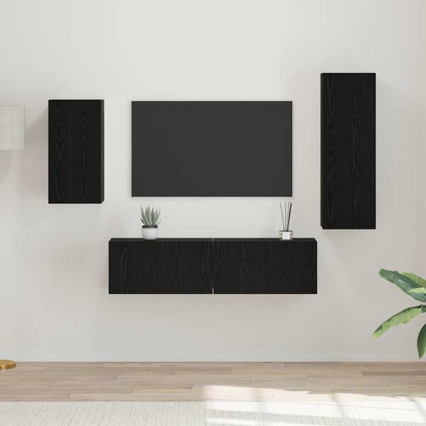 vidaXL Σετ επίπλου τηλεόρασης 4 pcs Μαύρη δρυς 30.5 x 30 x 90 cm