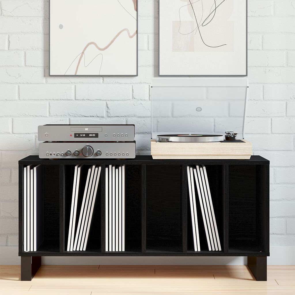 vidaXL Ντουλάπα Δίσκων Μαύρη Δρυς 100x38x48 εκ. Επεξεργασμένο Ξύλο