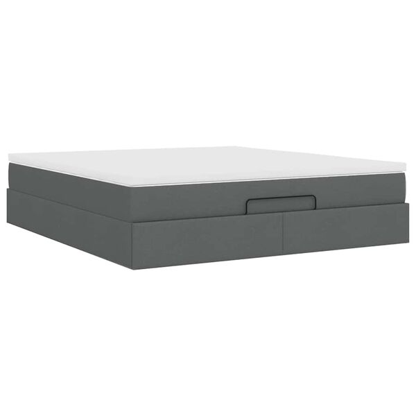 vidaXL Οθωμανικό κρεβάτι με στρώμα σκούρο γκρι 160x200cm ύφασμα