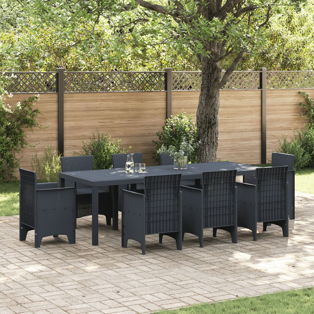 vidaXL Κήπος Τραπέζι Ανθρακί 250x100x73 εκ. Πολυ Ράτταν