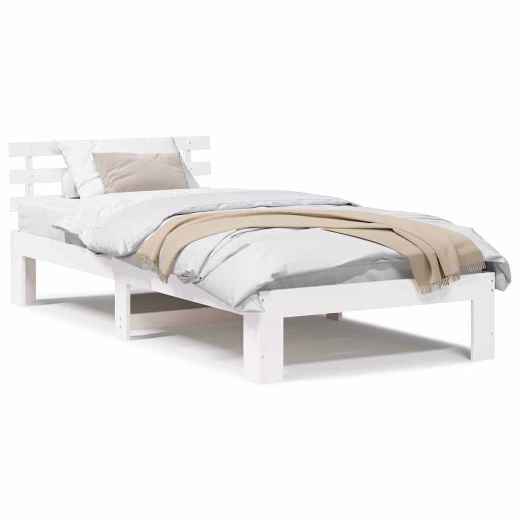 vidaXL Σκελετός Κρεβατιού Λευκό 75 x 190 cm Μασίφ ξύλο πεύκου
