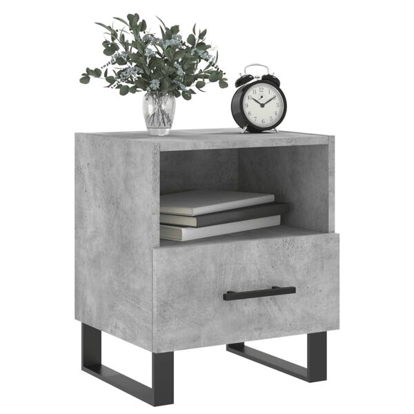 vidaXL Κομοδίνα 2 τεμ. Γκρι Σκυροδεμ. 40 x 35 x 47,5 εκ. Επεξεργ. Ξύλο
