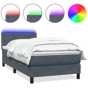 vidaXL &Kappa;&rho;&epsilon;&beta;ά&tau;&iota; Boxspring &mu;&epsilon; &Sigma;&tau;&rho;ώ&mu;&alpha; & LED &Sigma;&kappa;&omicron;ύ&rho;&omicron; &Gamma;&kappa;&rho;&iota; 90x220 &epsilon;&kappa;. &Beta;&epsilon;&lambda;&omicron;ύ&delta;&iota;&nu;&omicron;